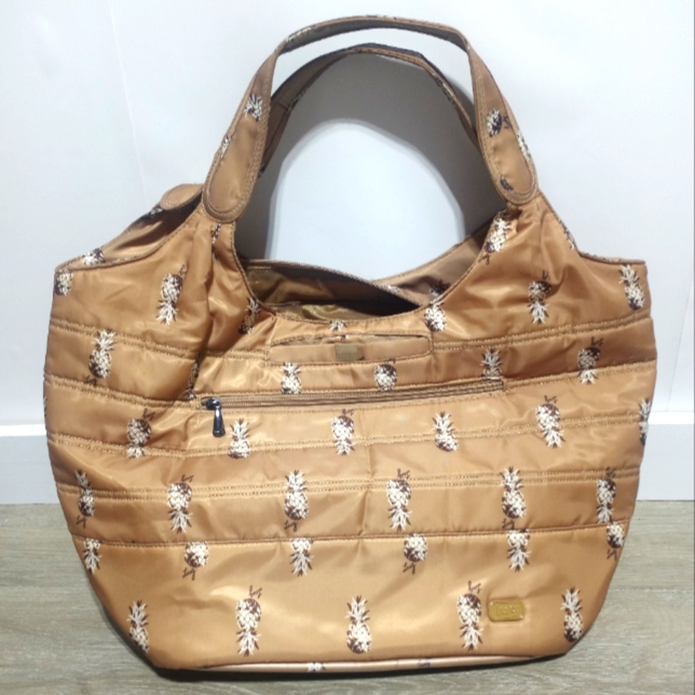 Lug Gondola Oversized Tote Bag Tan Pinapple RDIF Trolly Sleeve Spacious